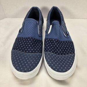 Vans Stylish Blue Patchwork Pattern Slip-On Shoes